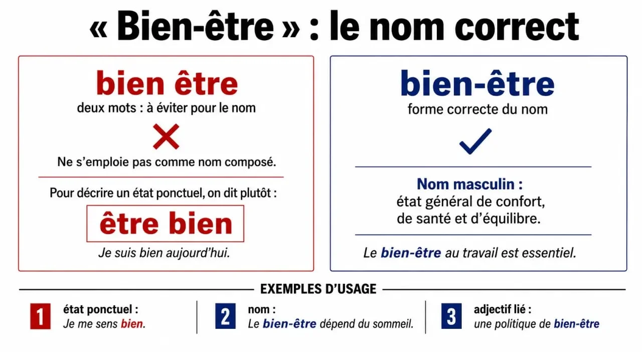 Bien estar o bienestar: comparativa visual del uso correcto y sus matices